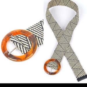 Woven Elastic Tortoise Shell Buckle Belt